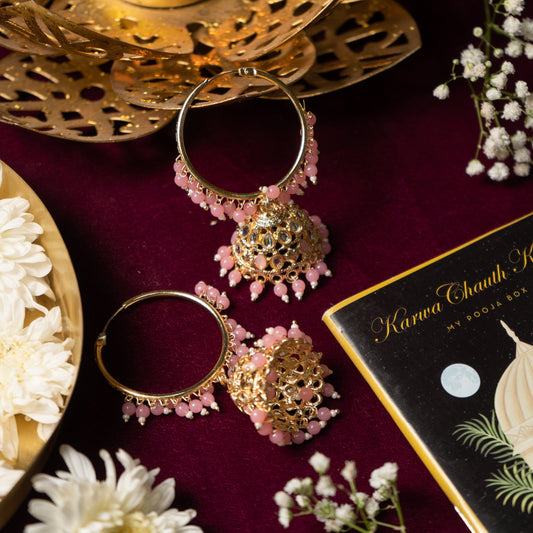 Royal Kundan Baby Pink Jhumka