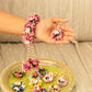 Floral Fuchsia Pink Haath Phool Bracelet & Maang Tikka Set