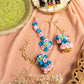 Floral Blue Baby Pink Earring & Maang Tikka Set