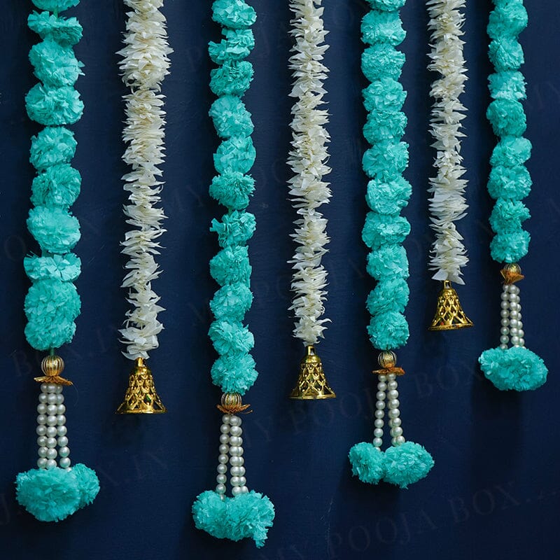 Artificial Flower Blue And White Backdrop Decoration
