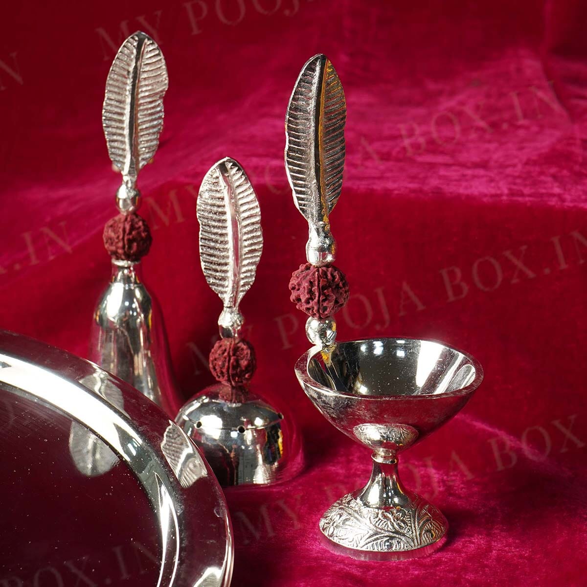 Elegant Silver Plated Pooja Thali Set