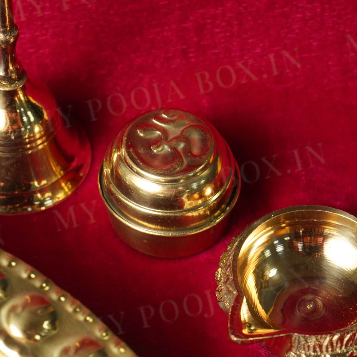 Floral Ornate Brass Pooja Thali Set