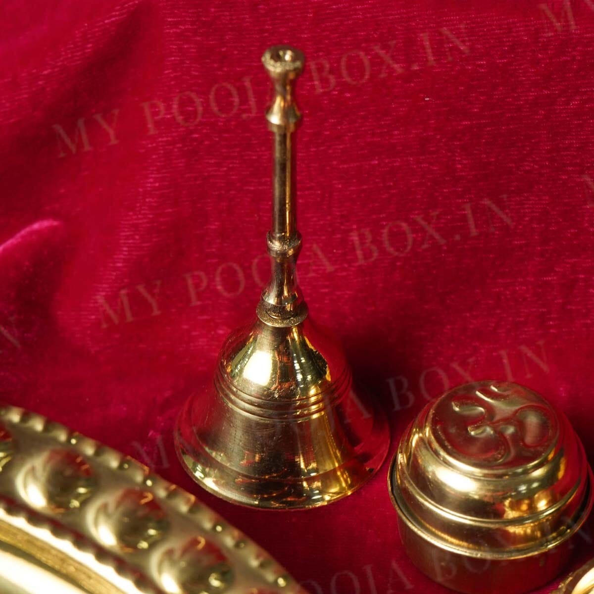 Floral Ornate Brass Pooja Thali Set