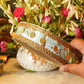 Light Blue Gold Coins Karwa Chauth Thali Set