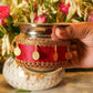 Pink Mirror Gold Coins Karwa Chauth Thali Set