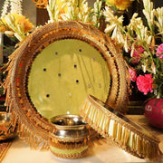 Green Tassles Mirror Karwa Chauth Thali Set