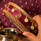 Maroon Gold Coins Karwa Chauth Thali Set