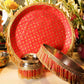 Red Tassle Karwa Chauth Thali Set