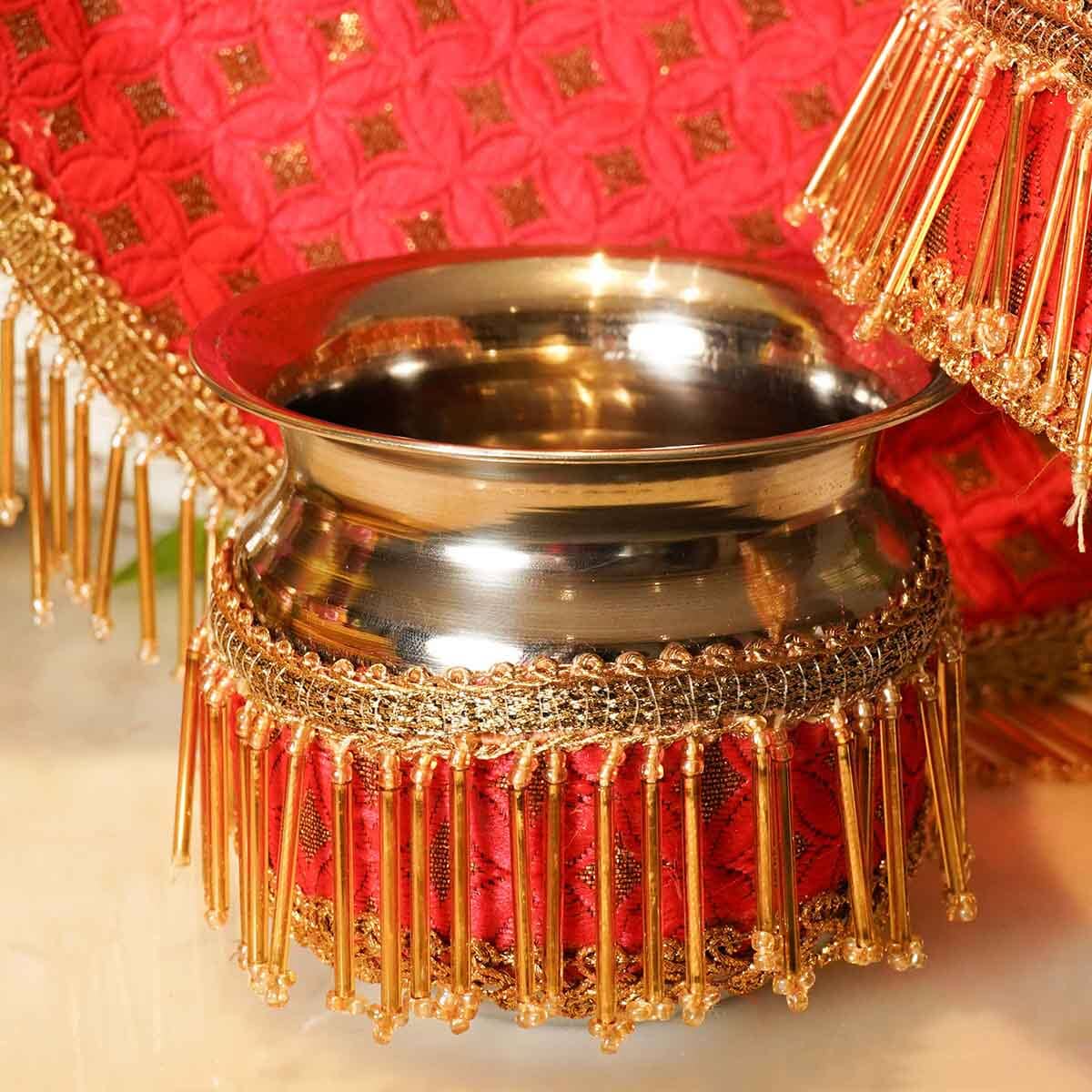 Red Tassle Karwa Chauth Thali Set