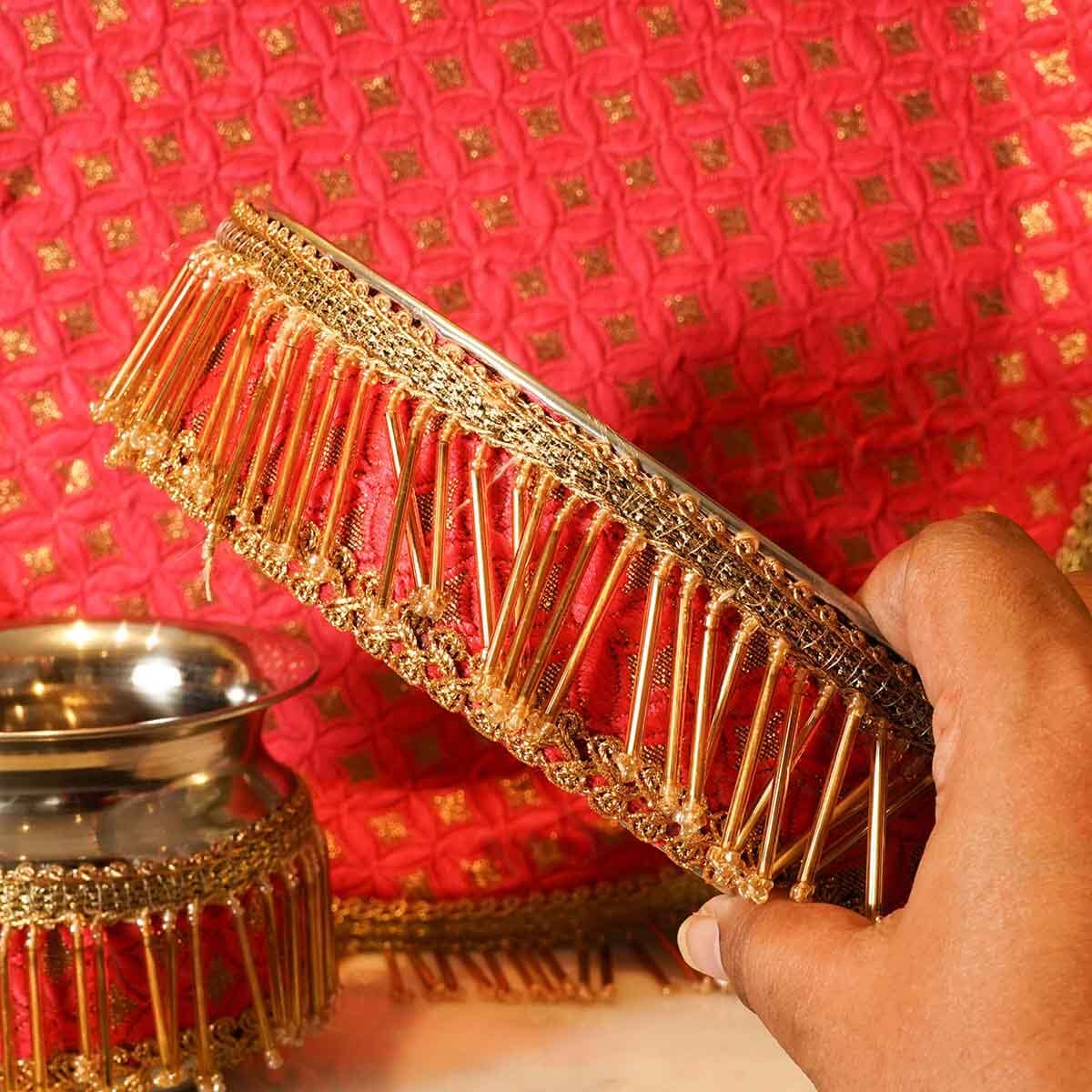 Red Tassle Karwa Chauth Thali Set