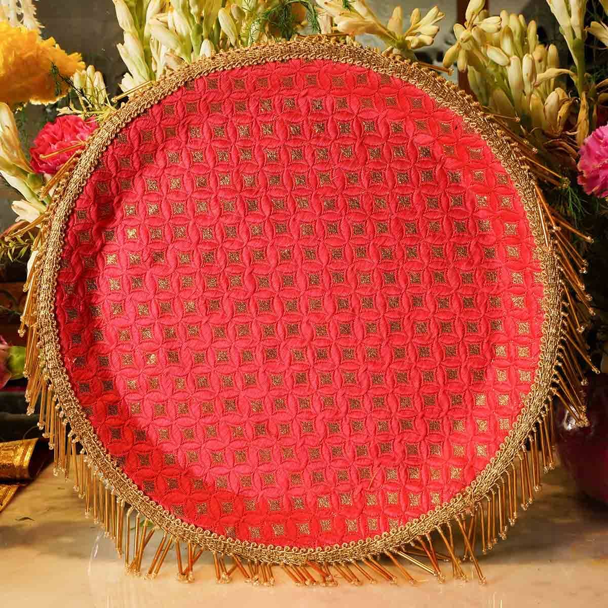 Red Tassle Karwa Chauth Thali Set