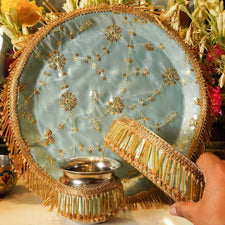 Blue Tassle Karwa Chauth Thali Set