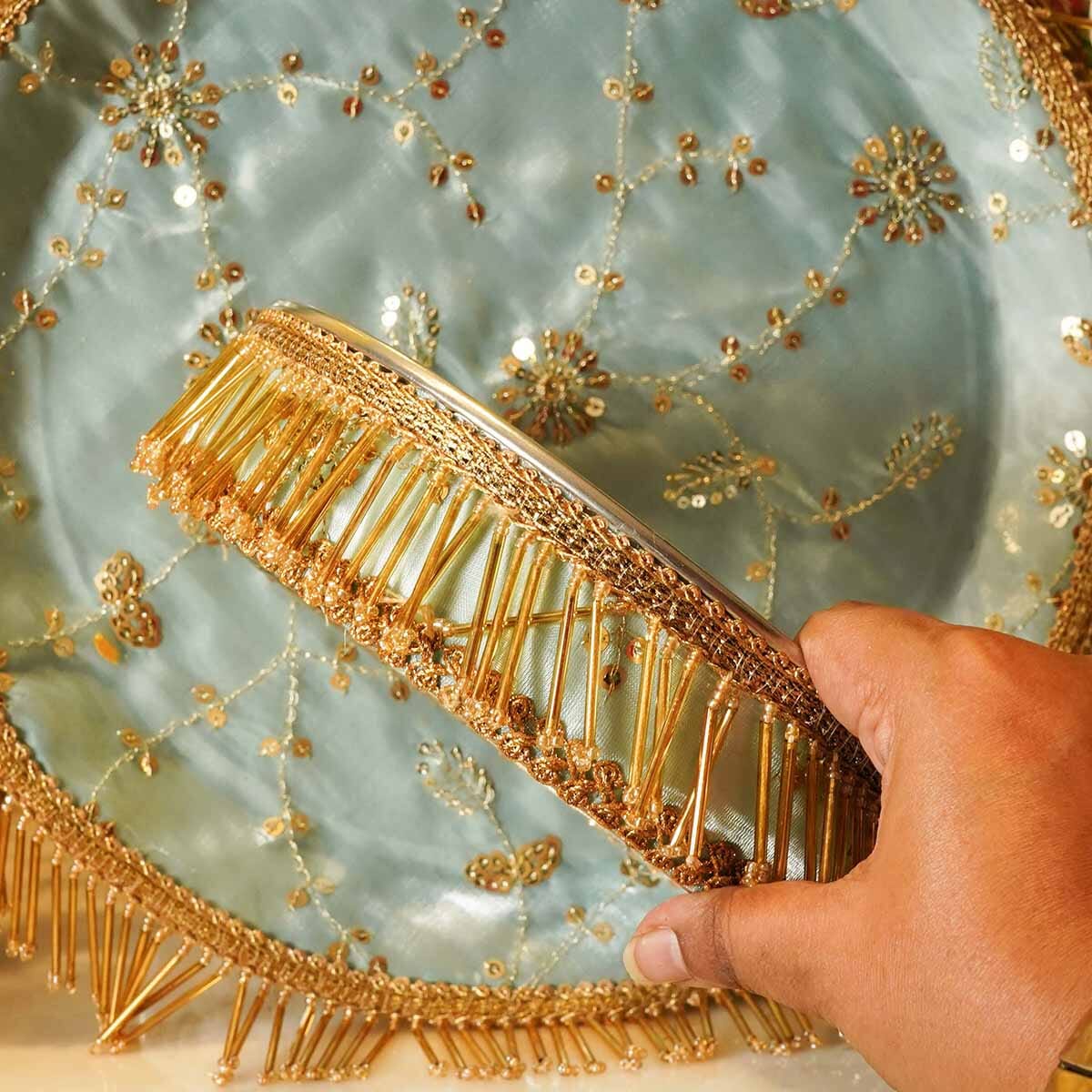 Blue Tassle Karwa Chauth Thali Set