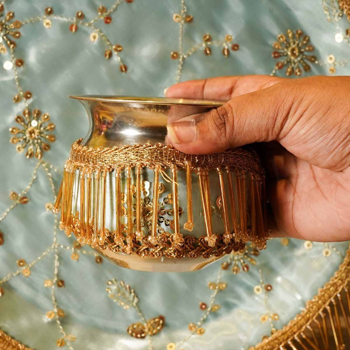 Blue Tassle Karwa Chauth Thali Set