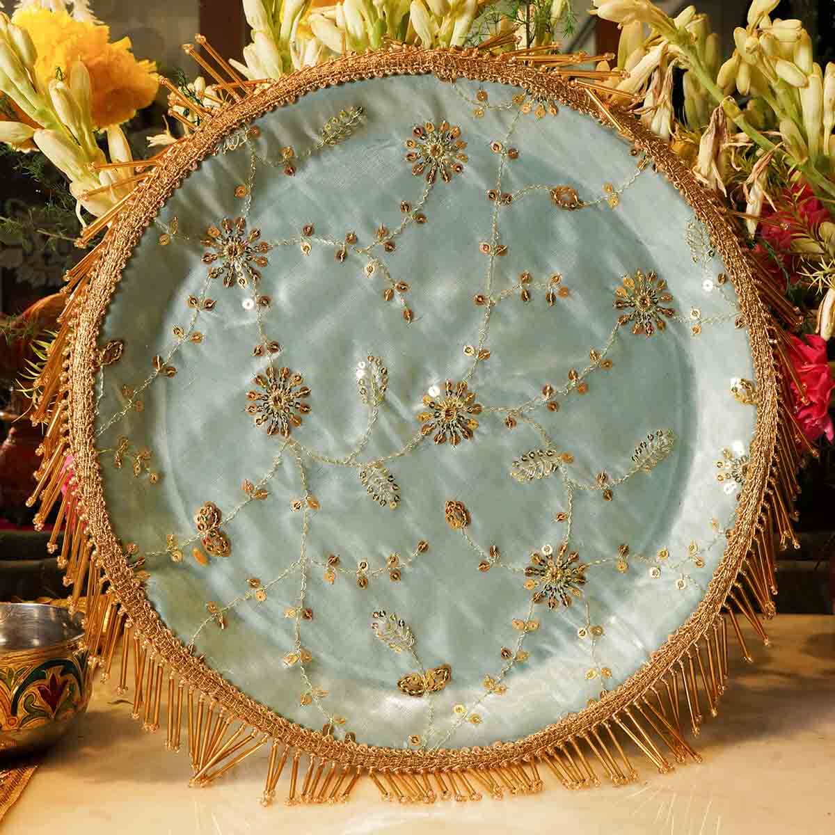 Blue Tassle Karwa Chauth Thali Set