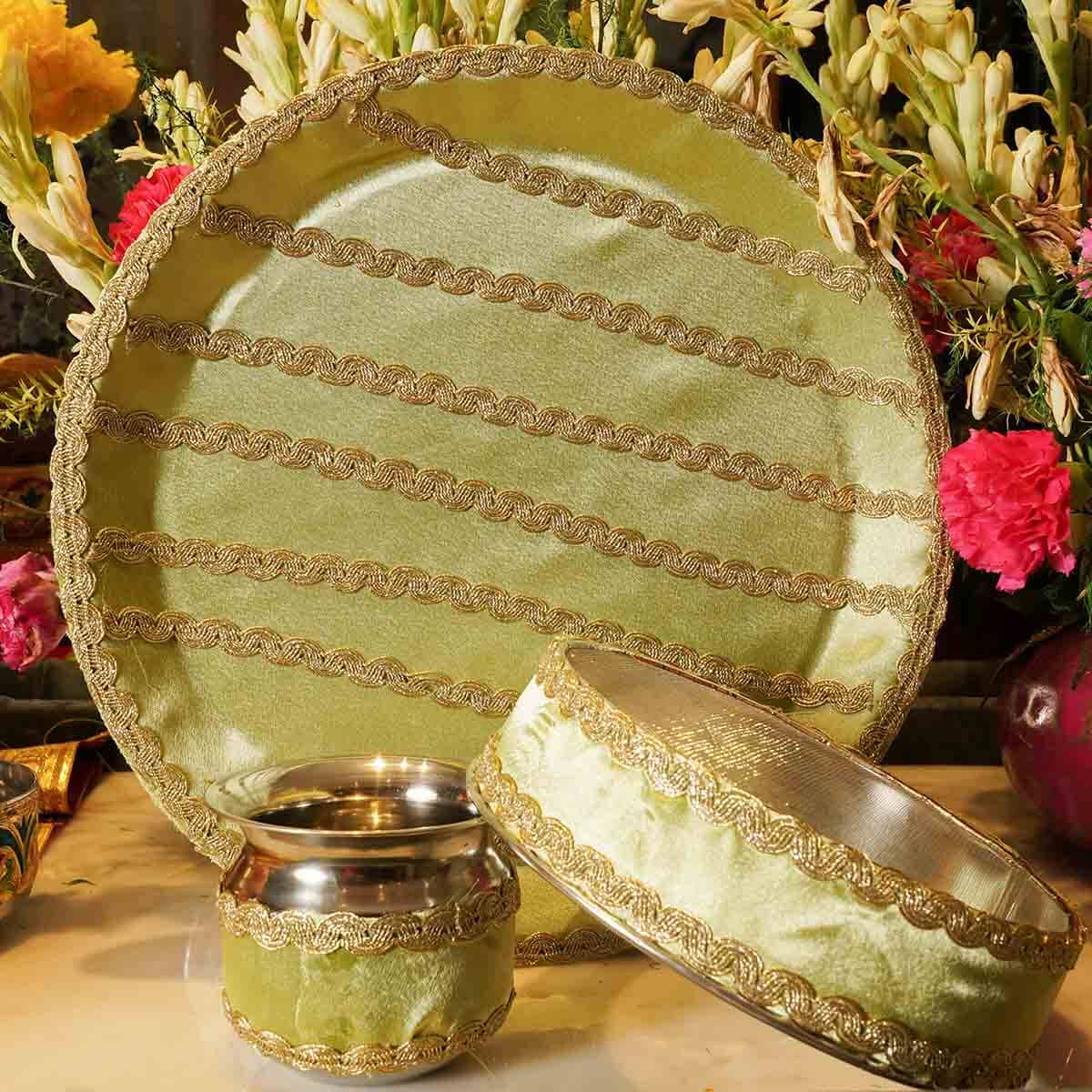 Mehendi Green Karwa Chauth Thali Set