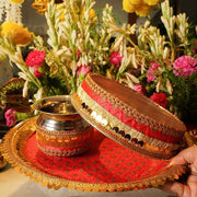 Red Sequin Karwa Chauth Thali Set