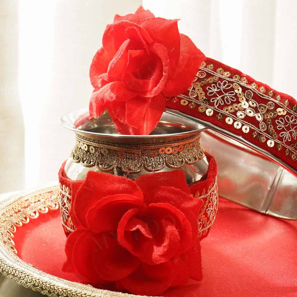 Lovely Red Roses Karwa Chauth Thali Set