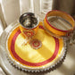 Yellow Red Gota Karwa Chauth Thali Set