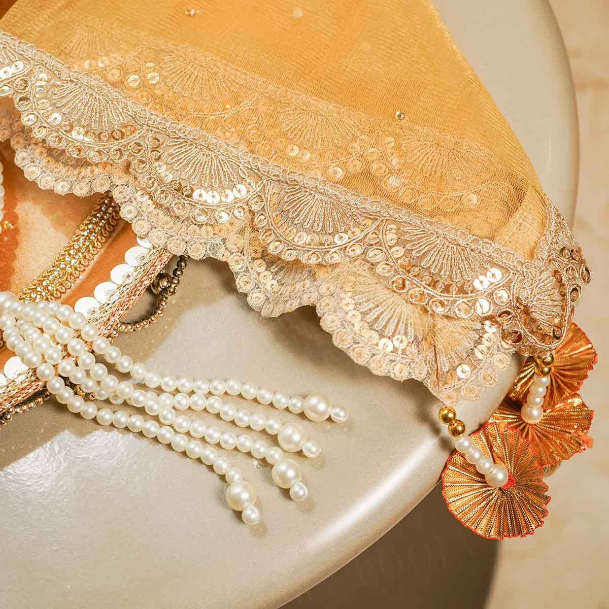 Gold Lace Karwa Chauth Thali Set with Cover
