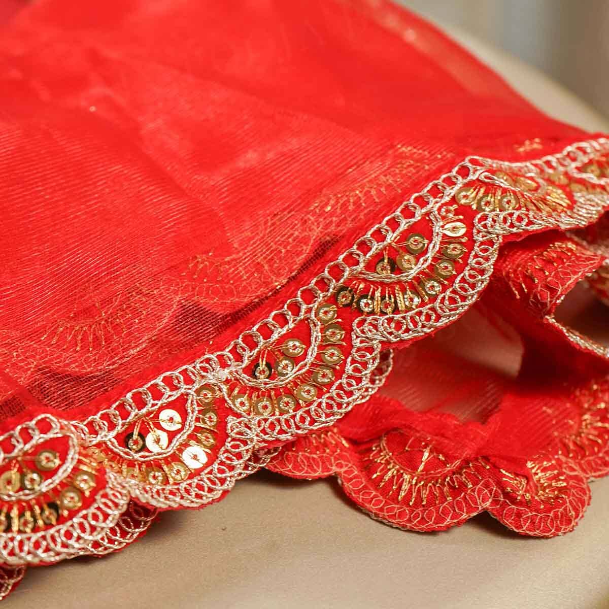 Red Lace Karwa Chauth Thali Set with Cover