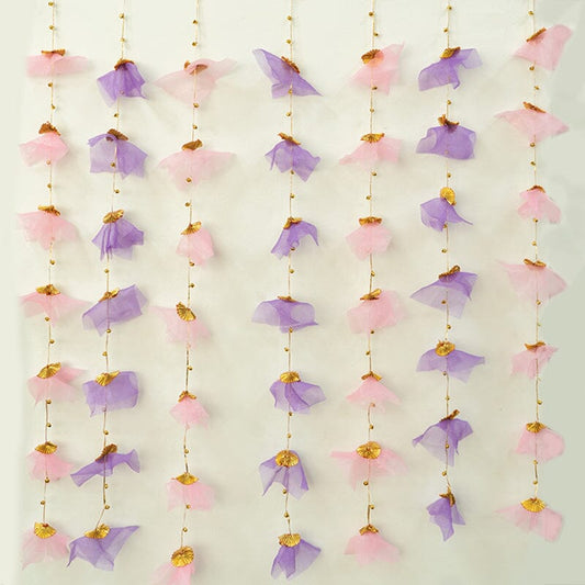 Pink & Purple Backdrop Hanging for Pooja Decoration 3.5FT x 3FT