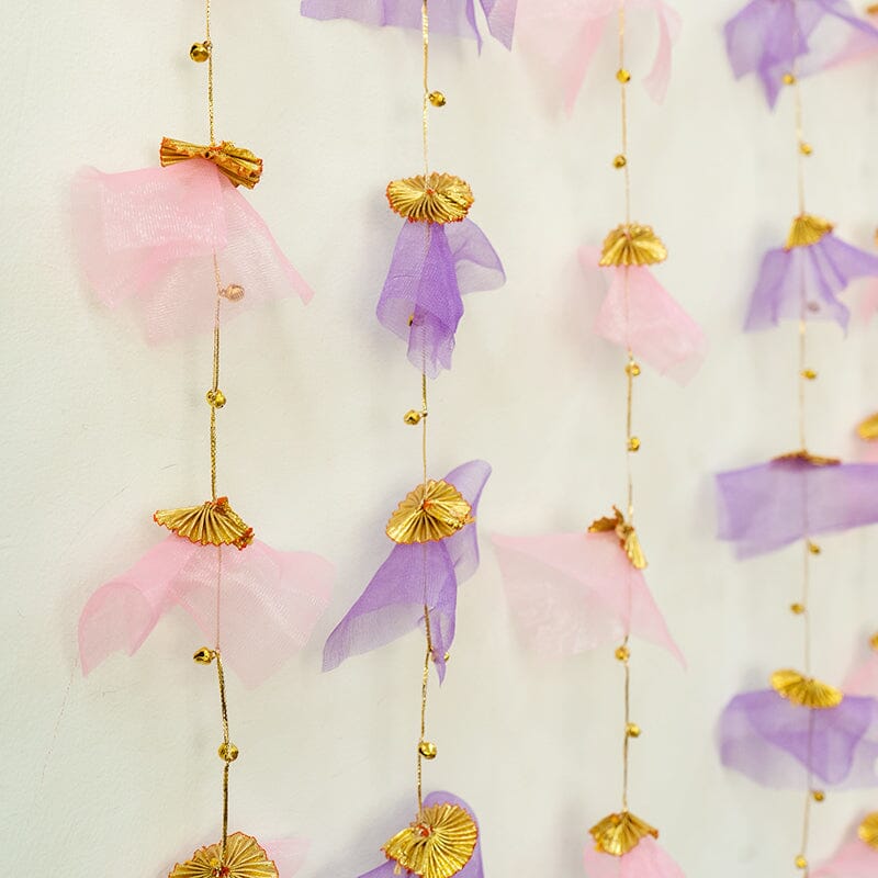Pink & Purple Backdrop Hanging for Pooja Decoration 3.5FT x 3FT