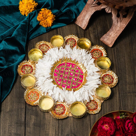 Decorative Jasmine Tea Light Candle Holder Rangoli Mat