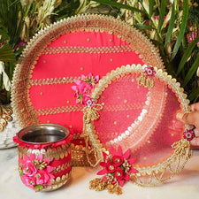 Peachy Bridal Karwa Chauth Thali Set