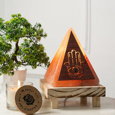 Pyramid Hamsa Evil Eye Himalayan Salt Lamp