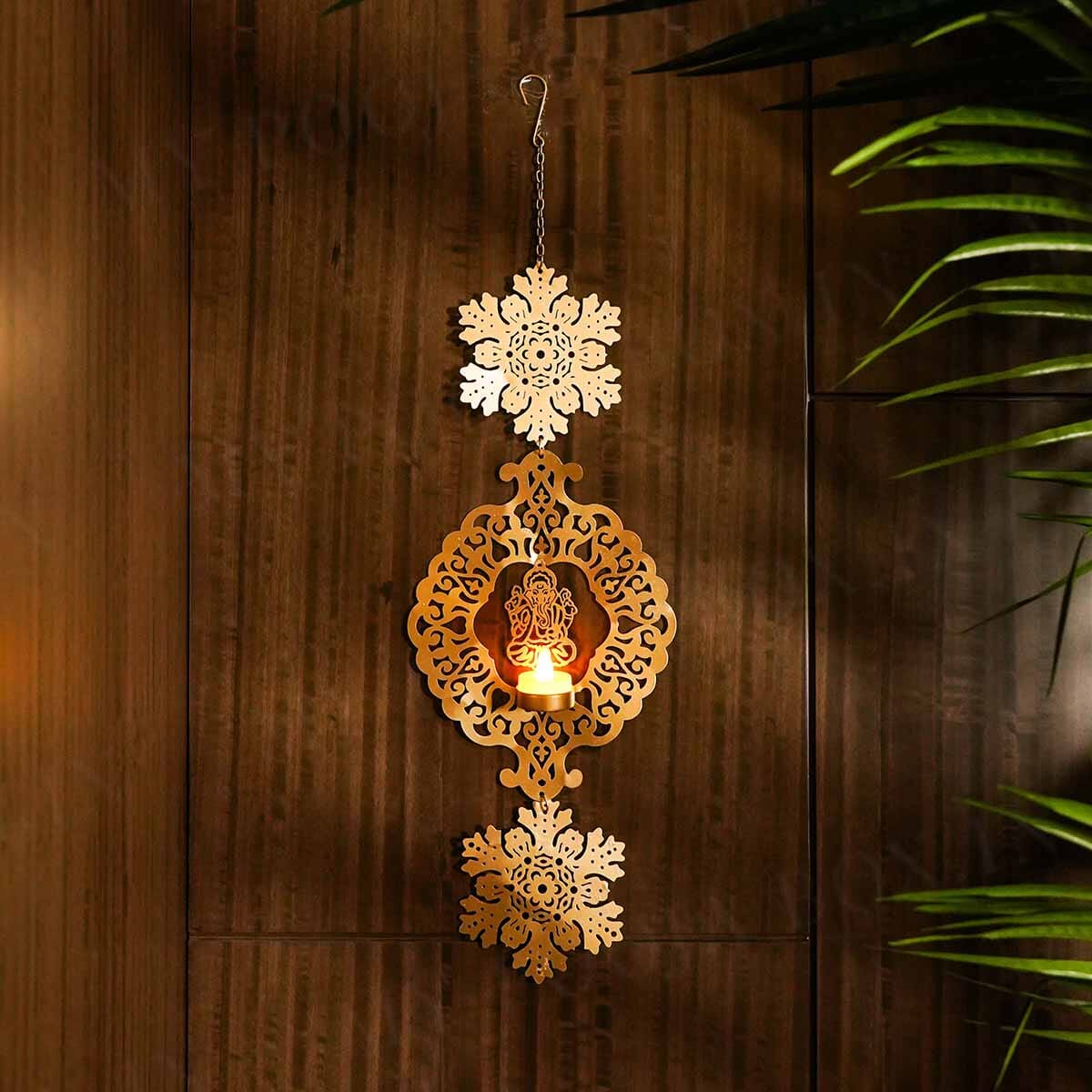 Ganpati Motif Tealight Holder Door Hanging
