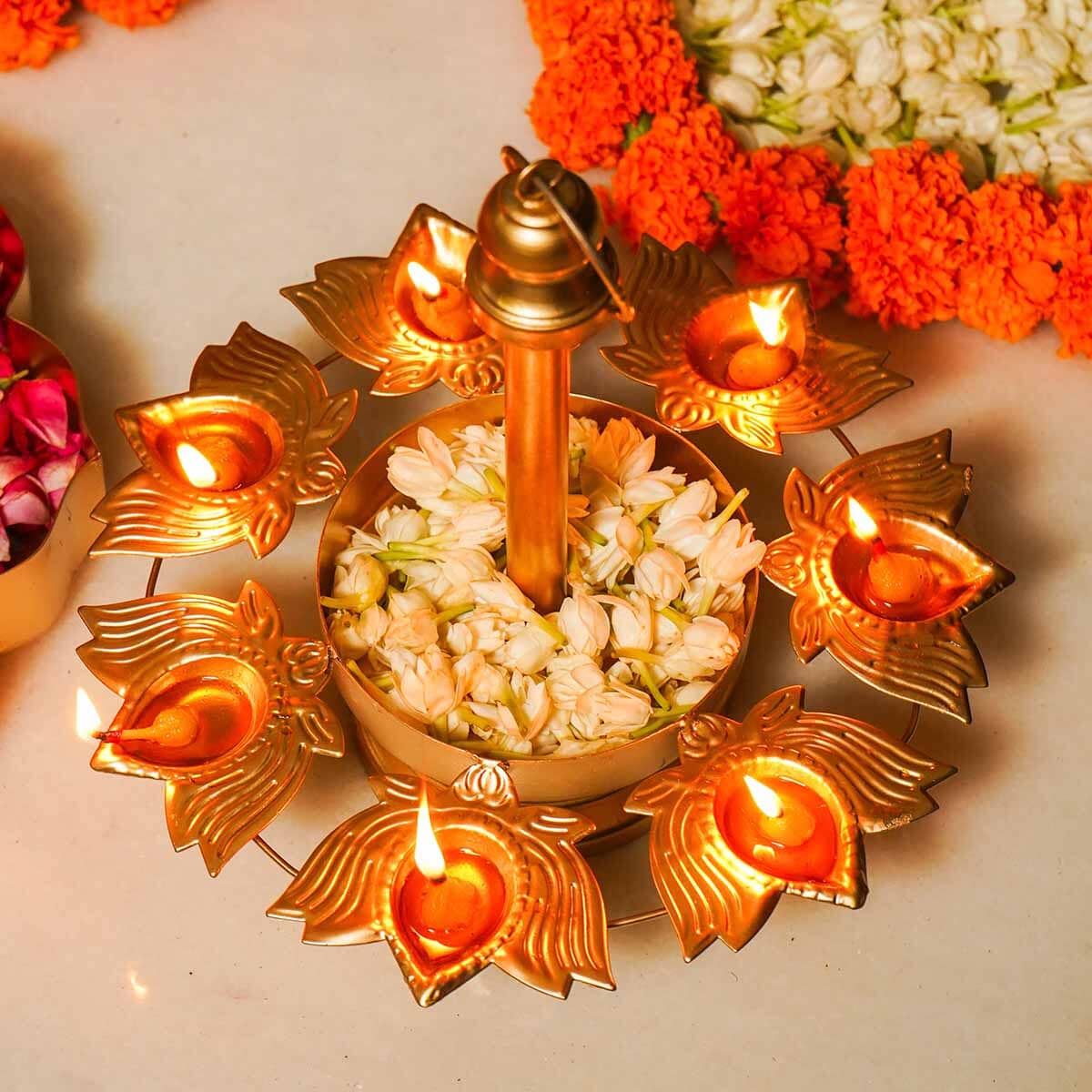 Astounding Layer Lotus Diya Urli Stand