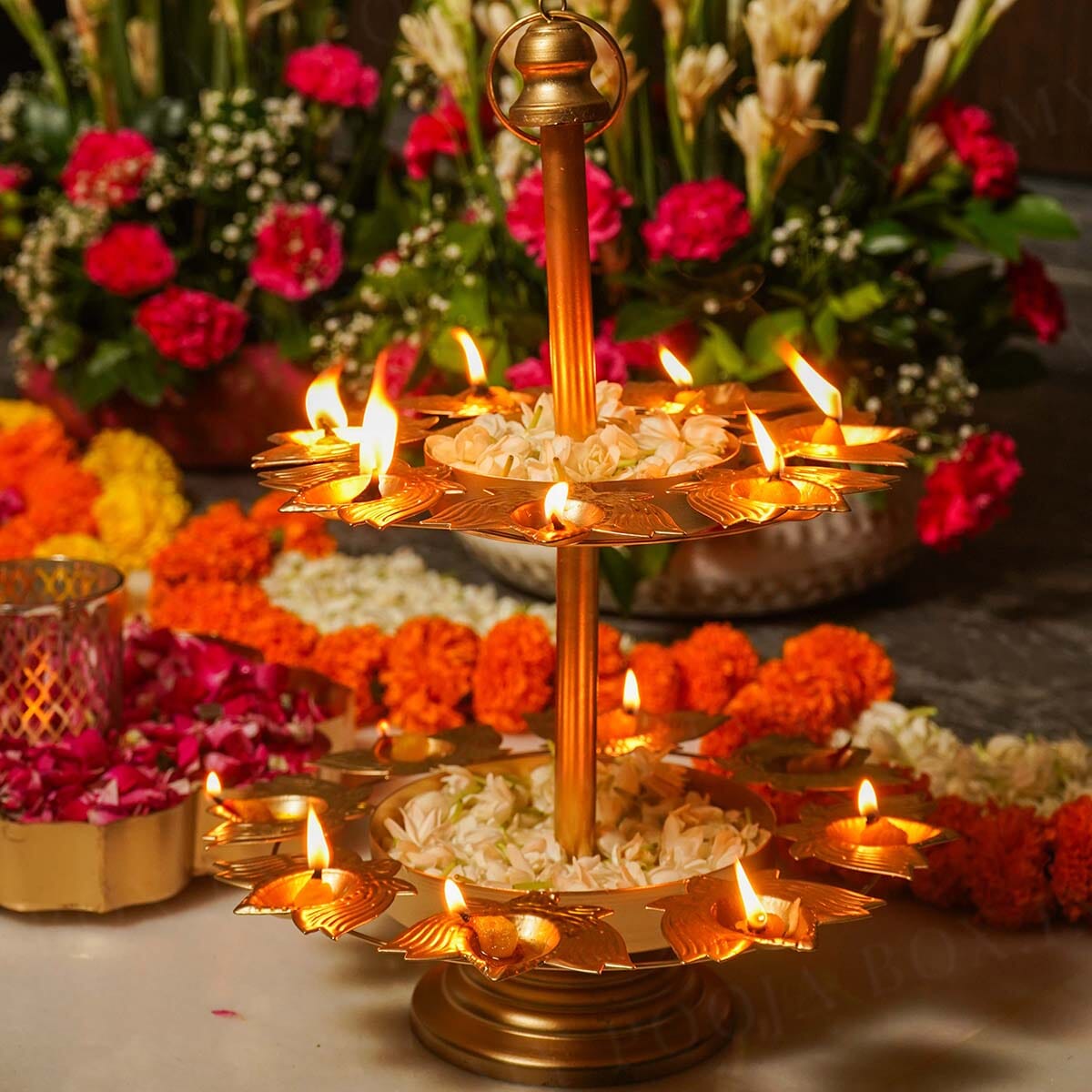 Astounding Layer Lotus Diya Urli Stand