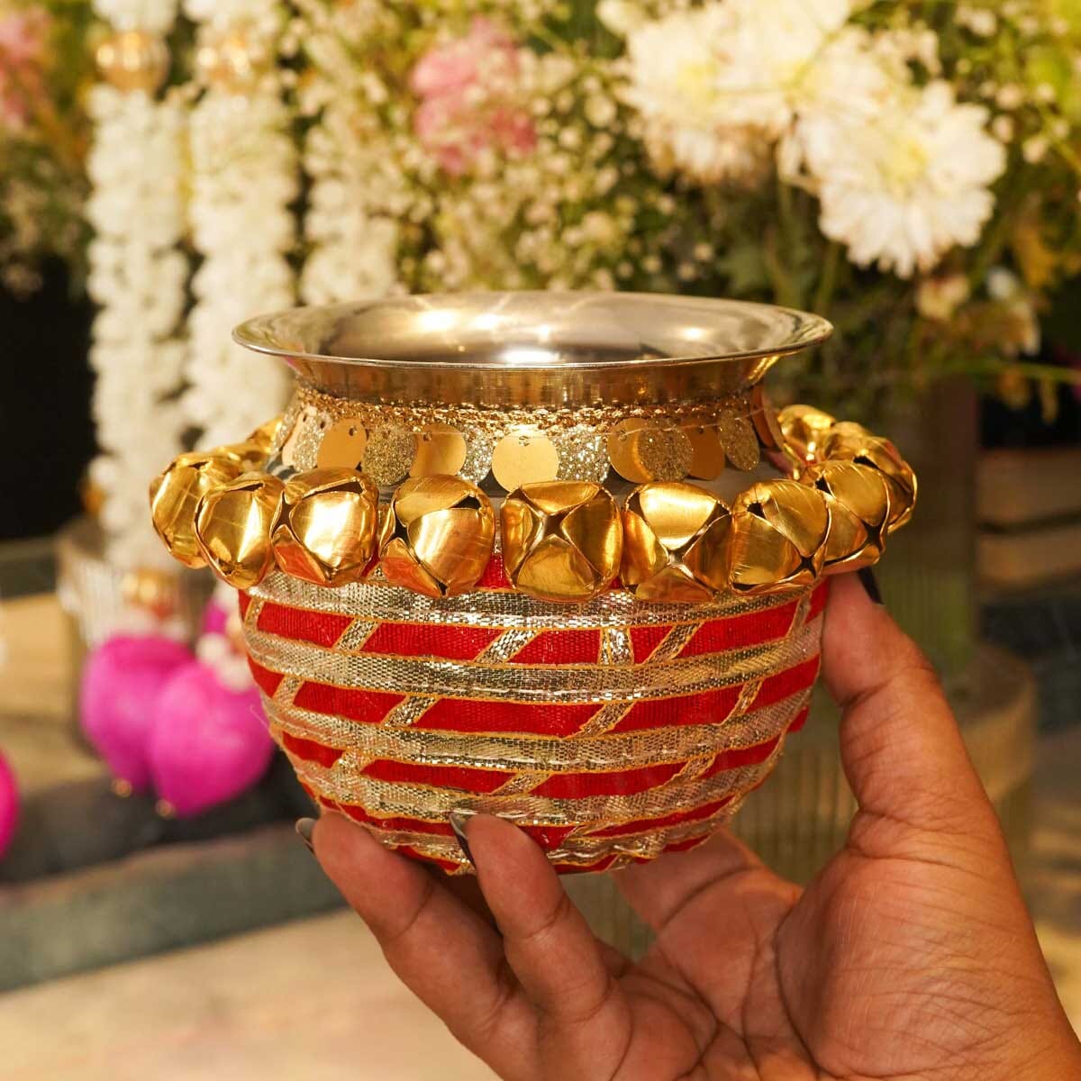Ghungroo Red Gold Karwa Chauth Thali Set
