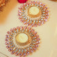 Festive Pink Beaded Decorative Tealight Holder
