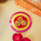 Pink Swastik Roli Akshat Mini Thali