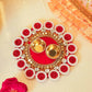 Red White Beaded Roli Akshat Mini Thali