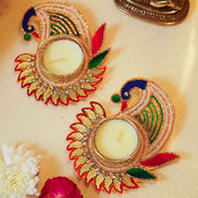 Festive Peacock Decorative Tealight Candle Holder