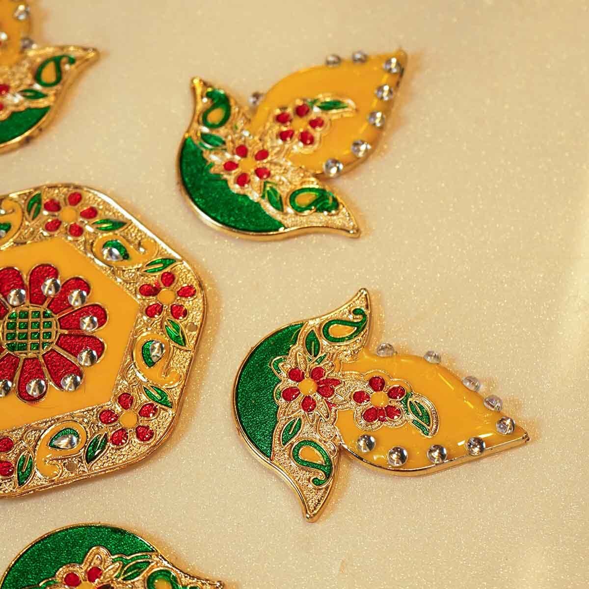 Festive Yellow Acrylic Rangoli Set