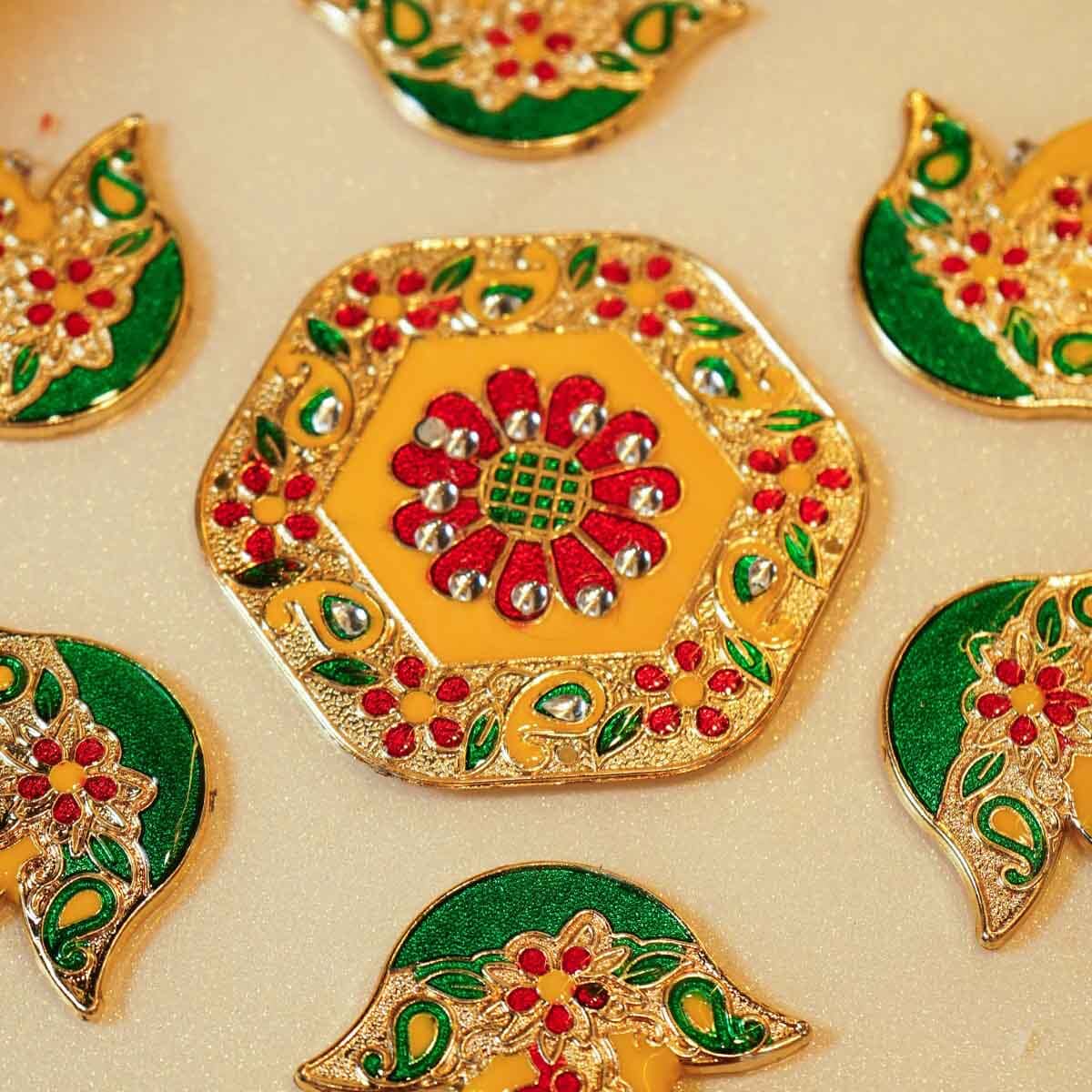 Festive Yellow Acrylic Rangoli Set