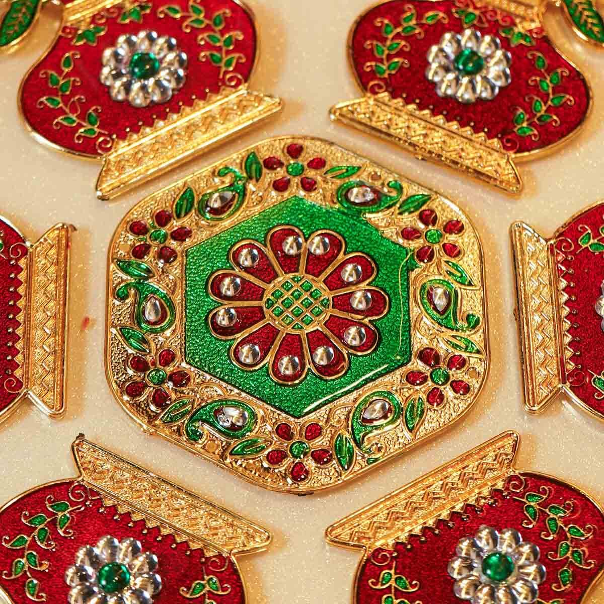 Festive Red Kalash Acrylic Rangoli Set