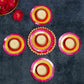 Festive Red Pink Yellow Diya Rangoli Set of 5