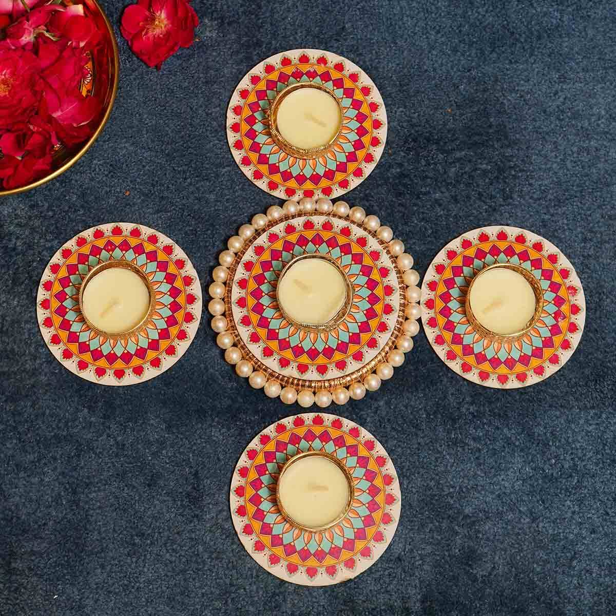 Festive Colorful Decorative Diya Set of 5