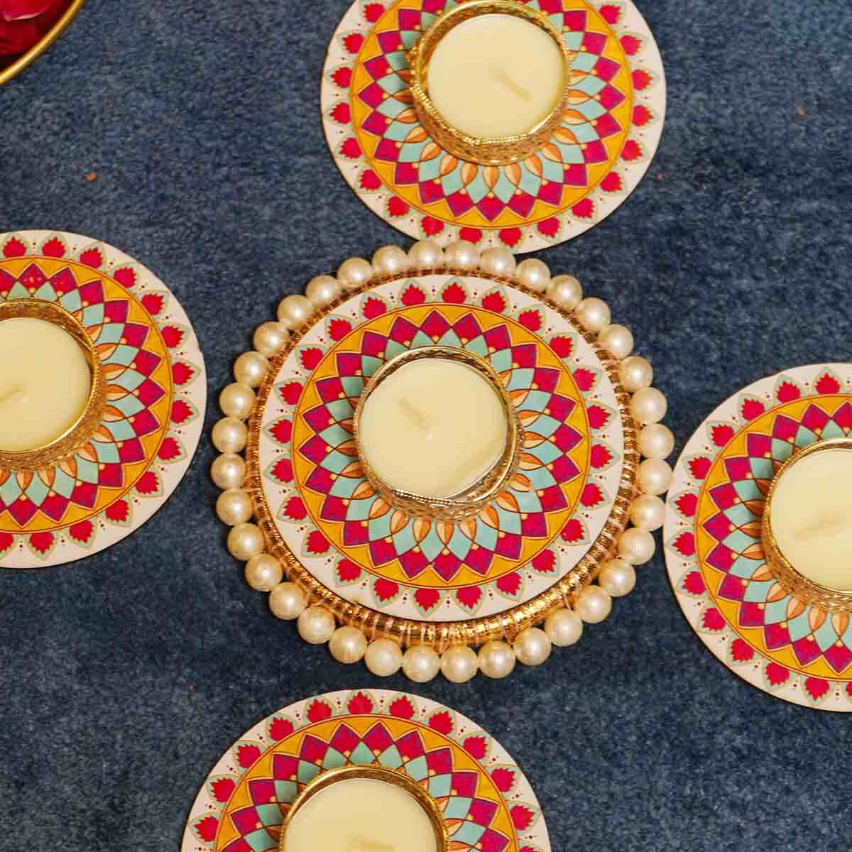 Festive Colorful Decorative Diya Set of 5