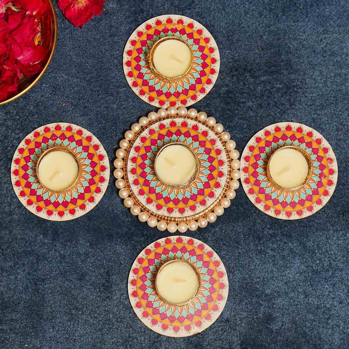 Festive Colorful Decorative Diya Set of 5