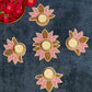 Festive Pink Gold Decorative Diya Set of 5