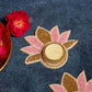 Festive Pink Gold Decorative Diya Set of 5