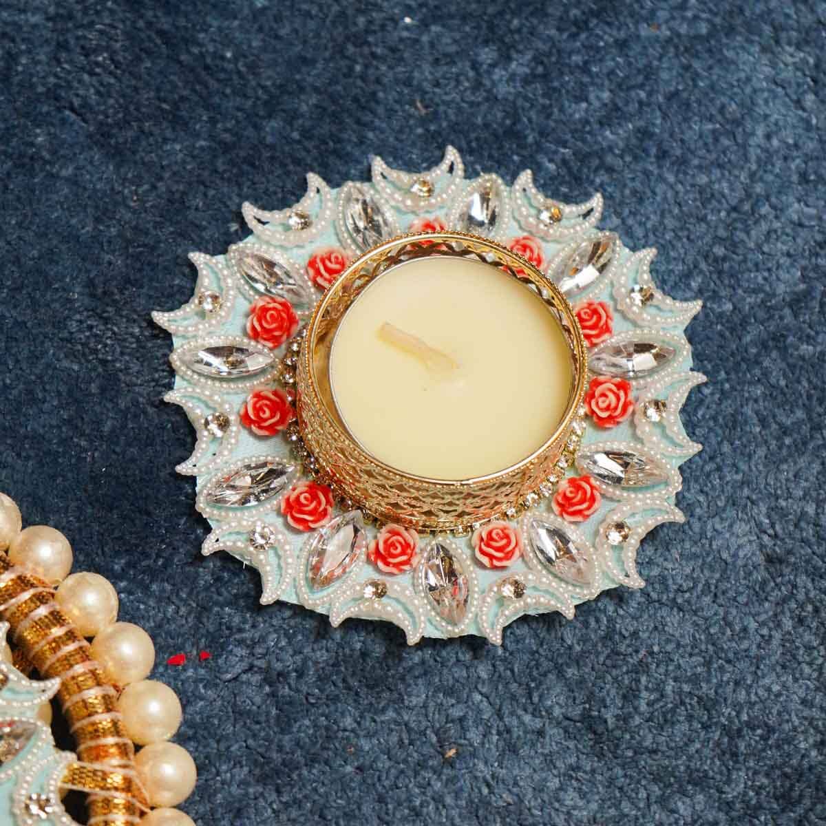 Festive Floral Diya Rangoli Set of 5