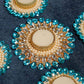 Festive Blue Beaded Decorative Diya Set of 5
