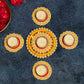 Festive Yellow Red Decorative Diya Set of 5